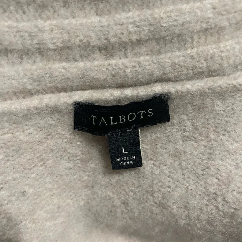 Talbots Beige Merino Wool Cashmere Blend Open Front Cardigan Sweater